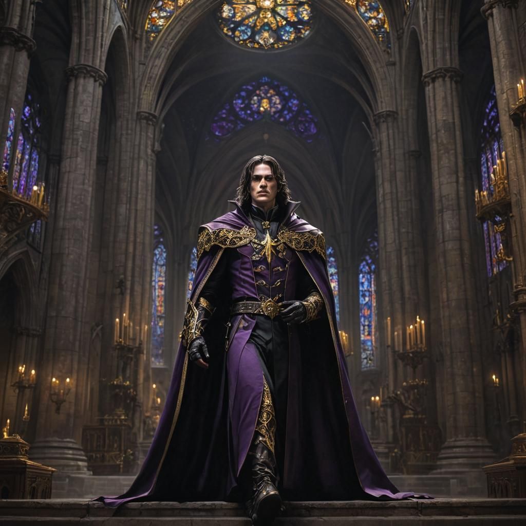 Ethereal Prince in Gothic Cathedral - Dark Fantasy Art