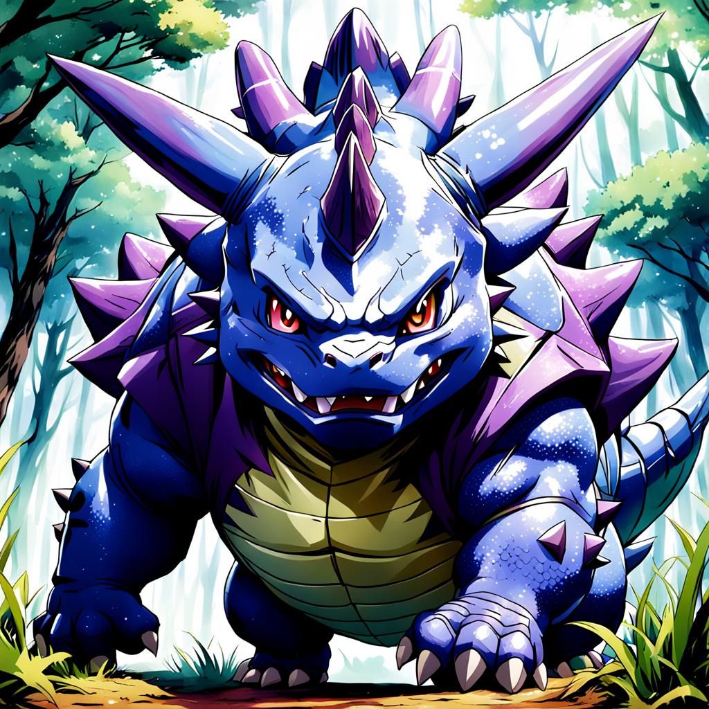 Dynamic Nidoking Artwork in Anime Style