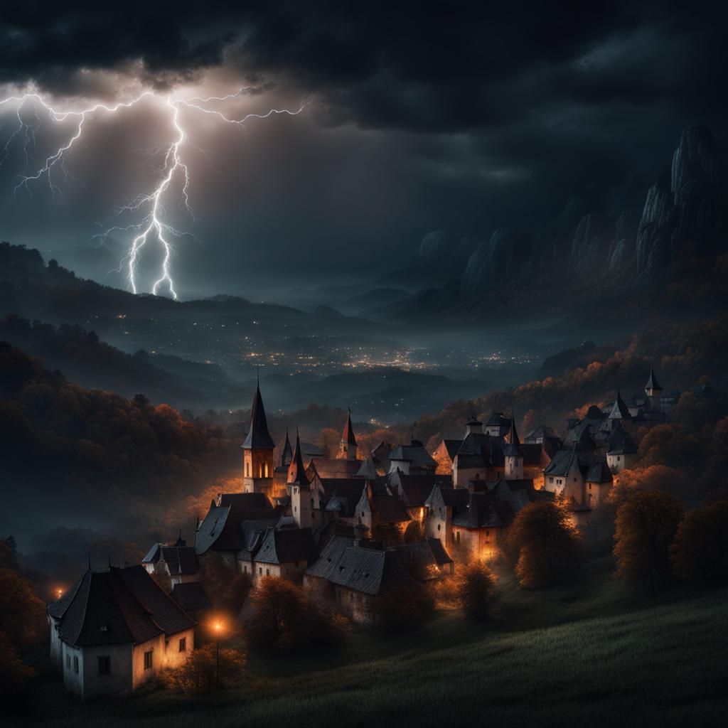Dramatic Halloween Night in Transylvania Digital Painting