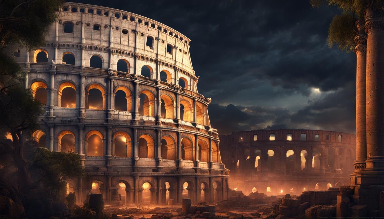 Nighttime Colosseum: Epic Digital Matte Painting
