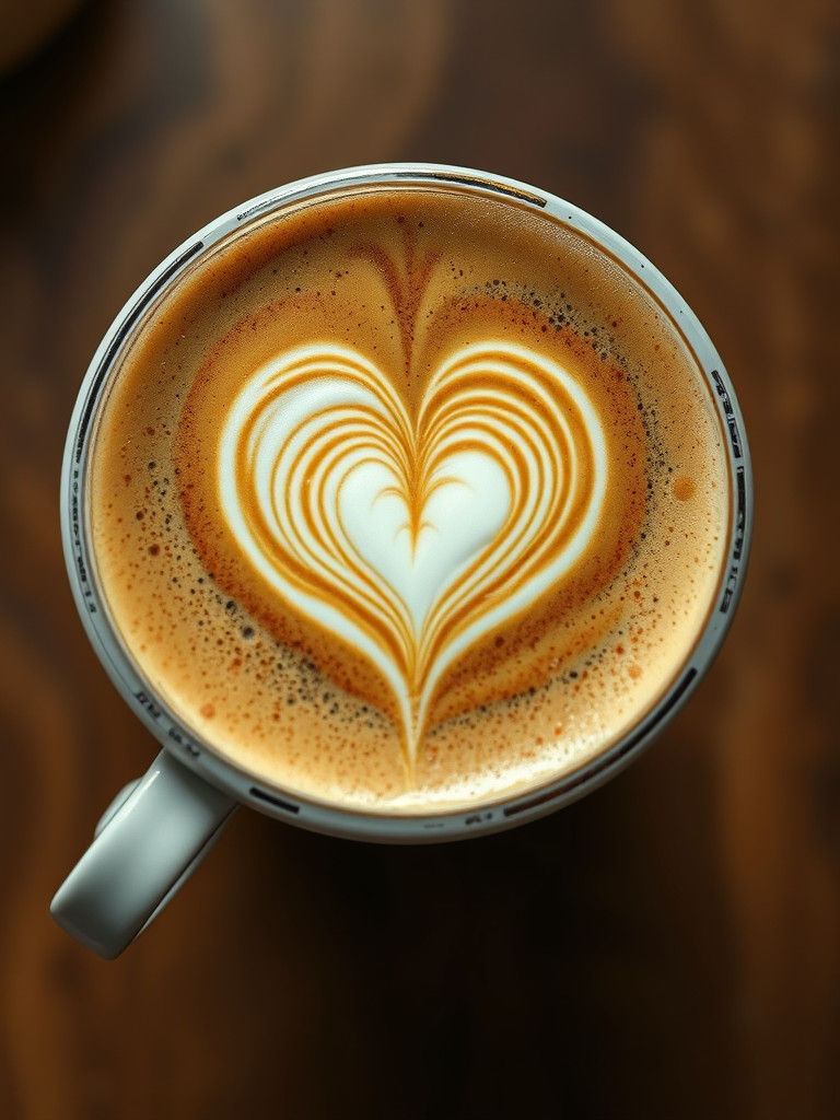 Latte Art Heart in Hyper-Realistic Digital Style