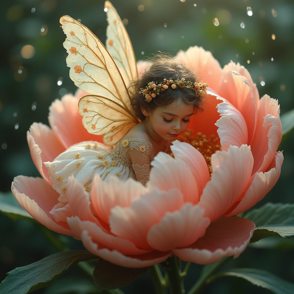 Enchanted Fairy in a Blooming Garden