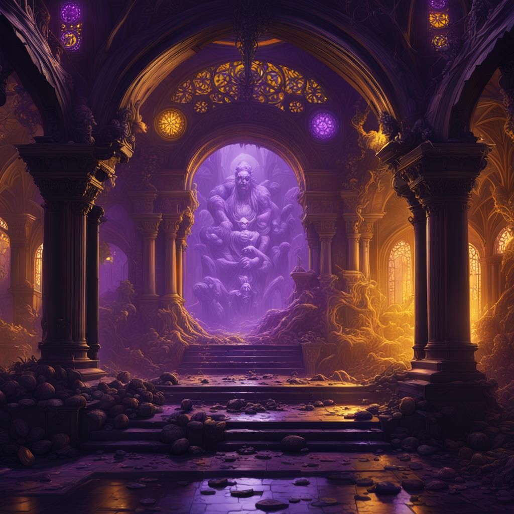 Dark Fantasy Art in Purple and Yellow