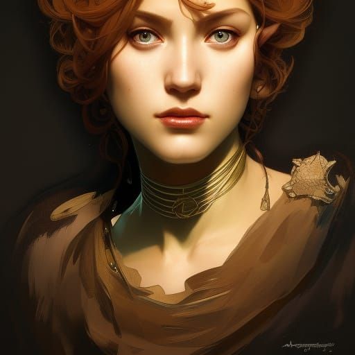 Majestic Queen Portrait in Art Nouveau Style