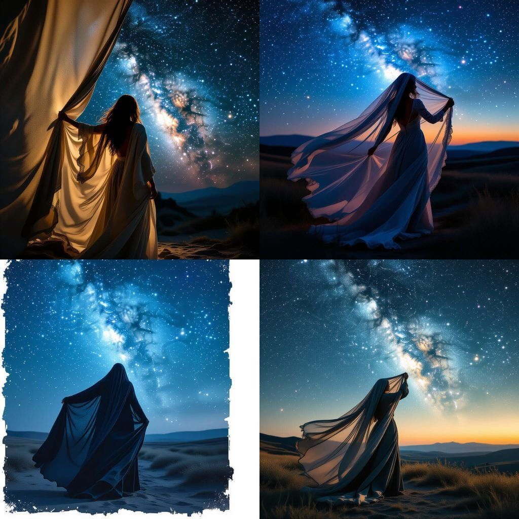 Woman Unveiling Infinity: Cinematic Film Still