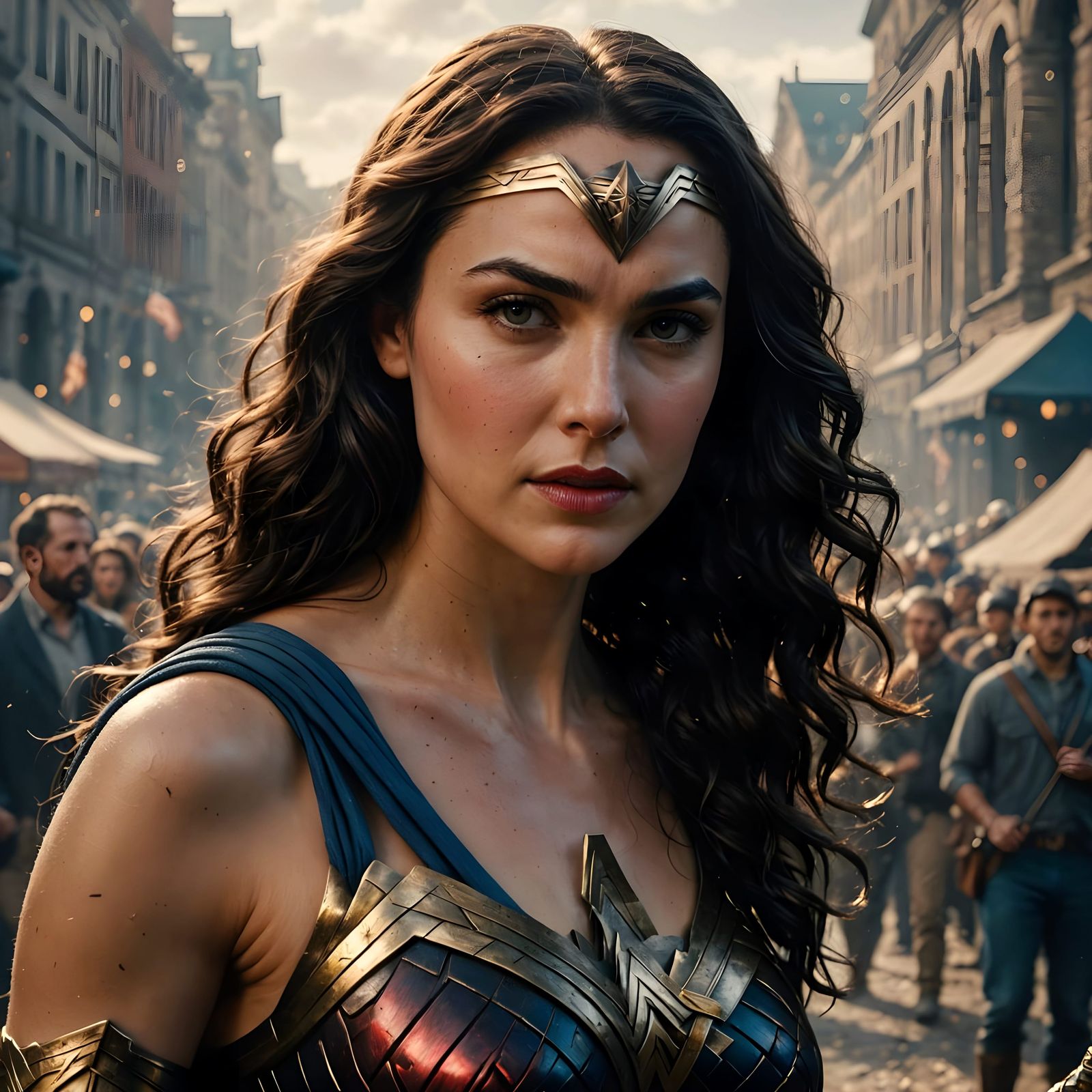 Seurat-Inspired Wonder Woman in Hyperrealism