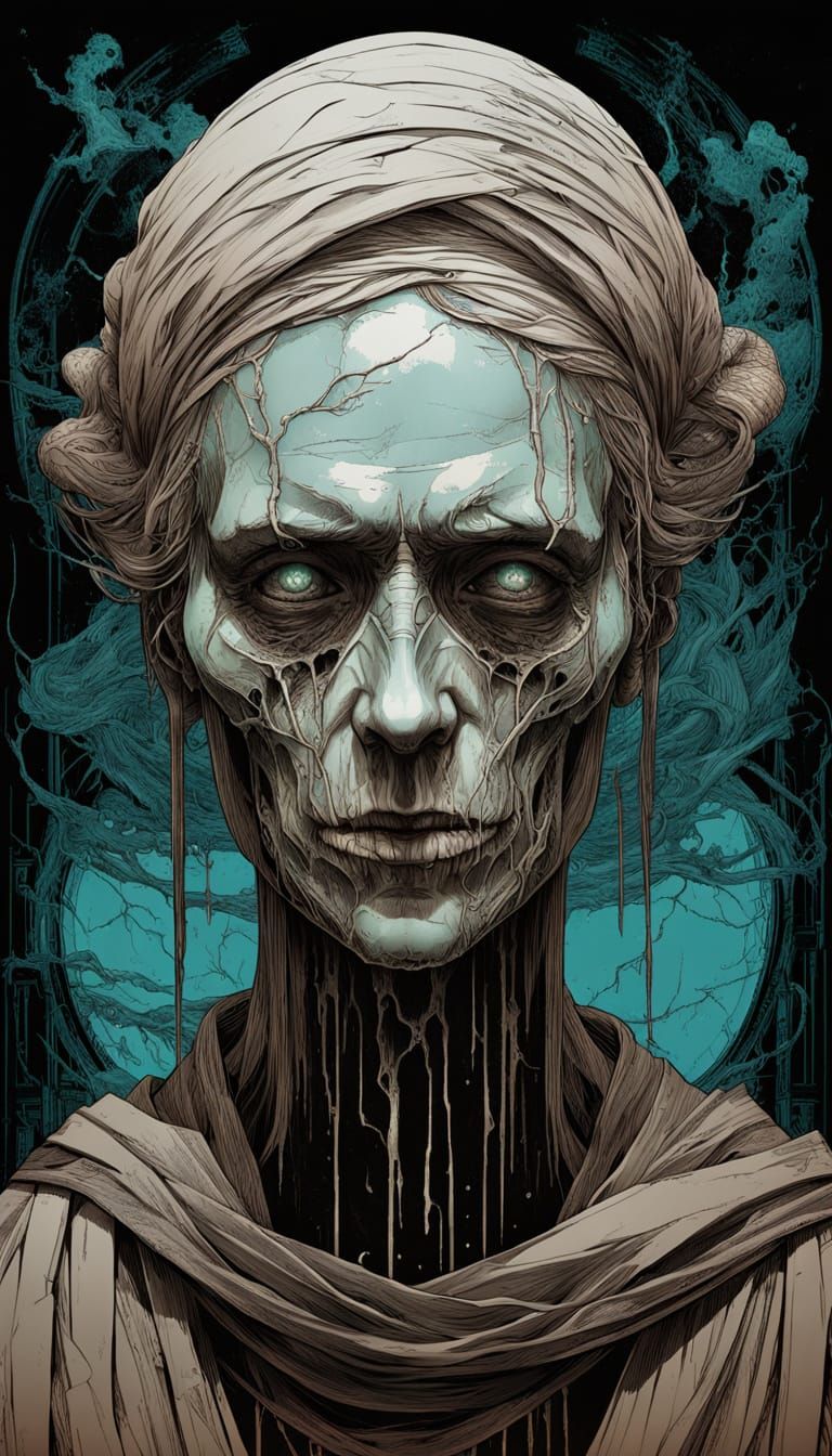 Toxic Flesh Face in Horror Ashcan Style