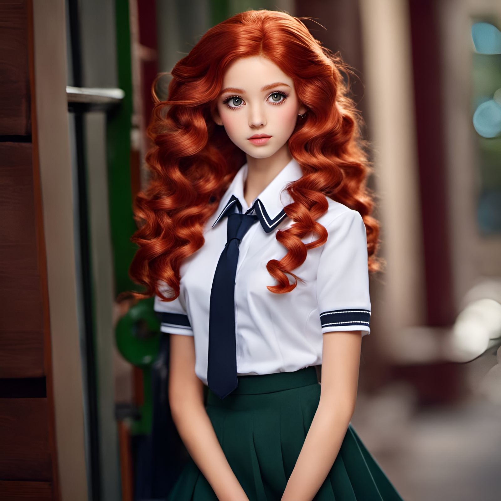 Top Model in School Uniform: Realistic Photoshoot