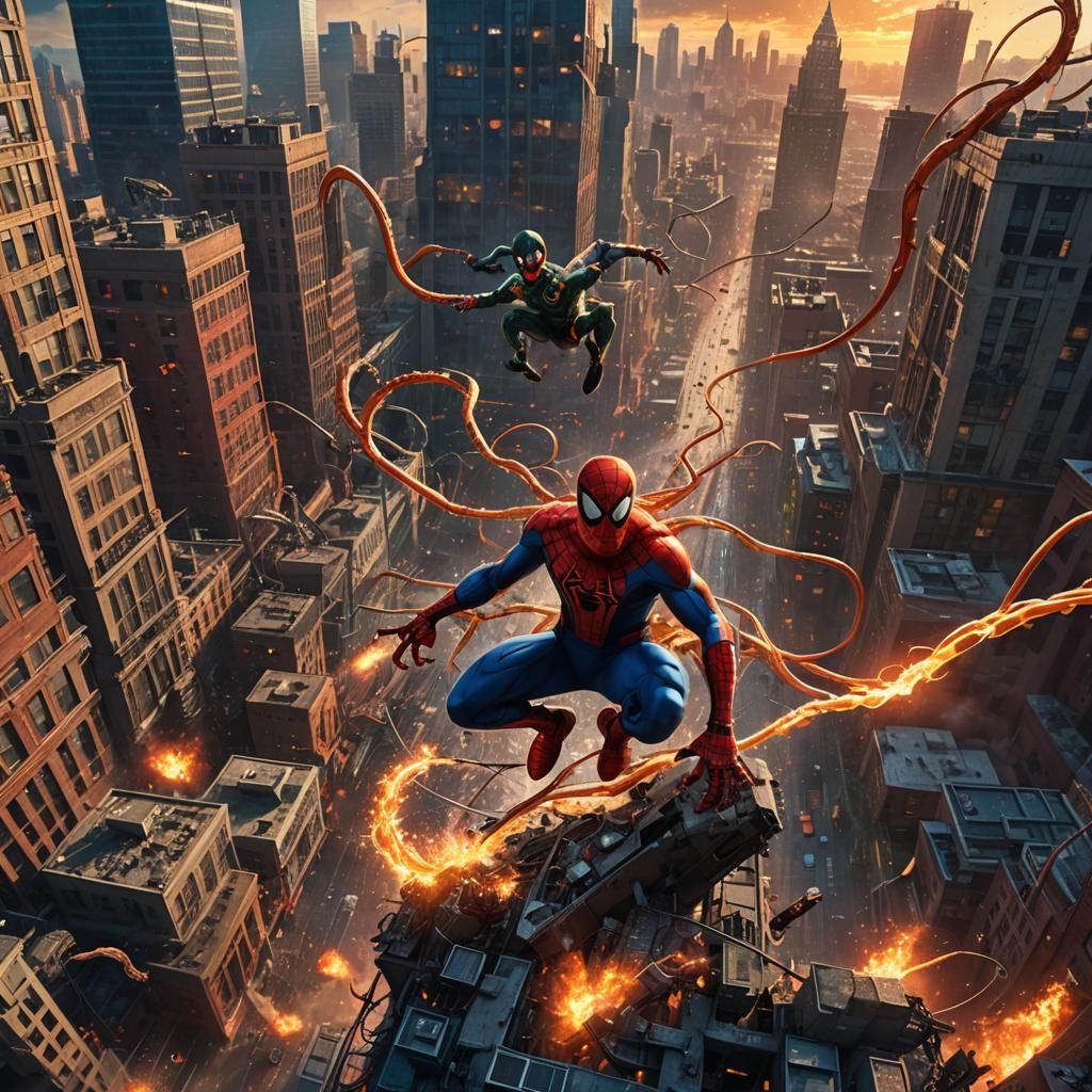 Spiderman vs. Doctor Octopus: Fantasy Matte Painting