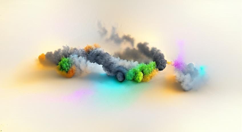 Colorful Smoke Collision in 3D Render