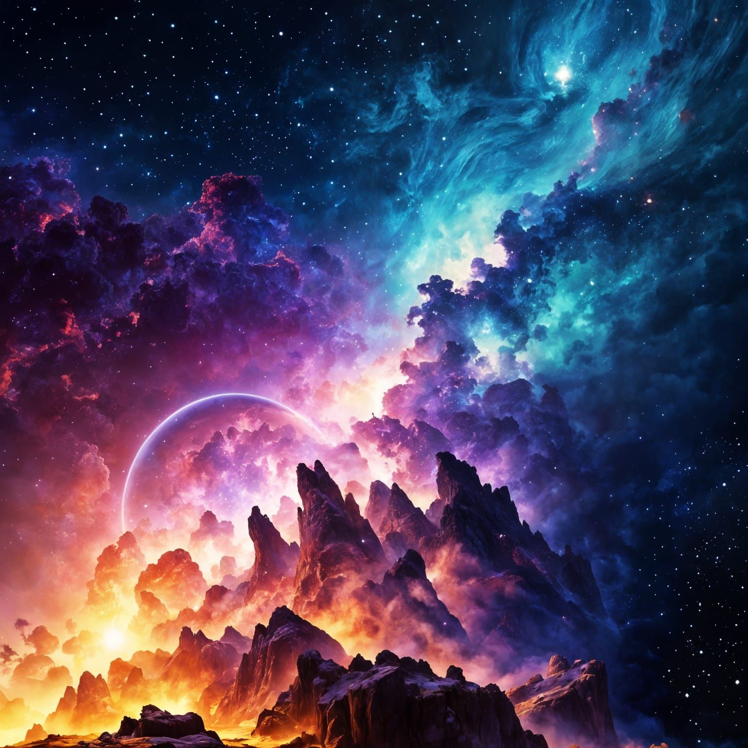 Epic Infinite Space Landscape in Hyperrealism Style