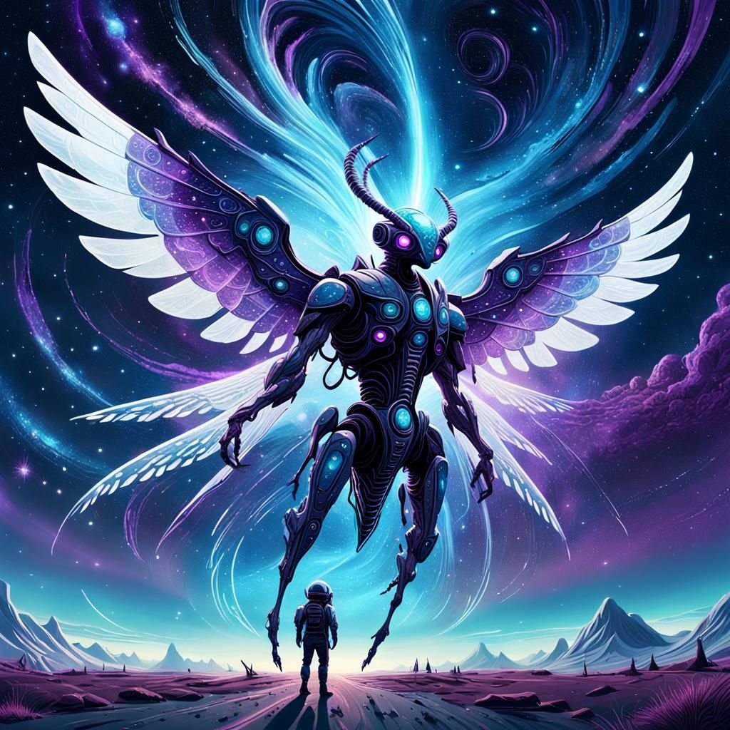 Colossal Cosmic Guardian in Detailed Digital Art