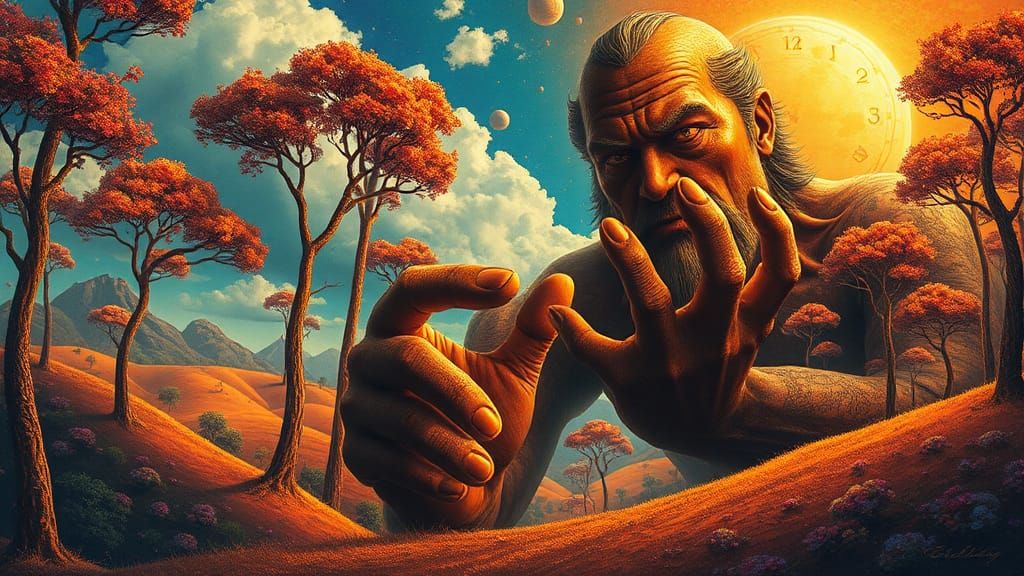 Titan in a Surreal Dreamscape, Inspired by Surrealism