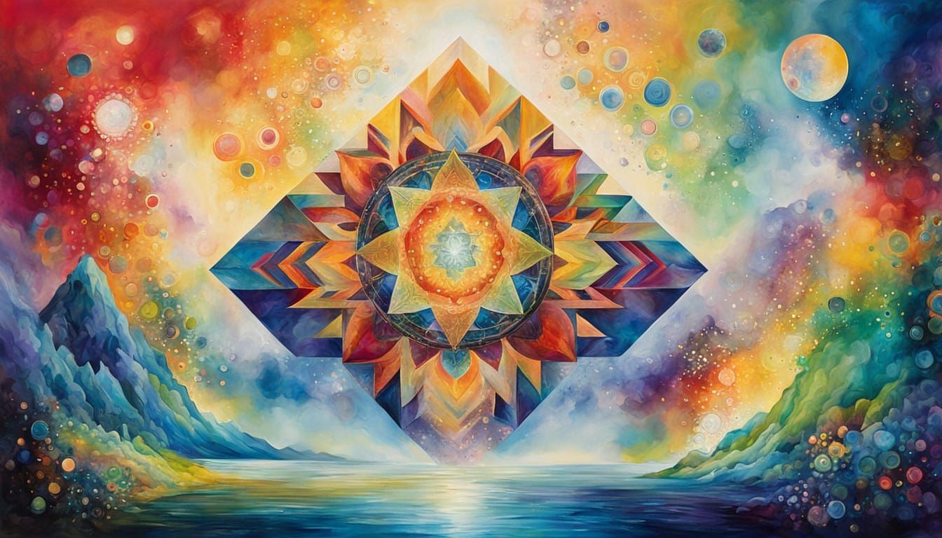 Ethereal Merkaba Embodied in Swirling Colors