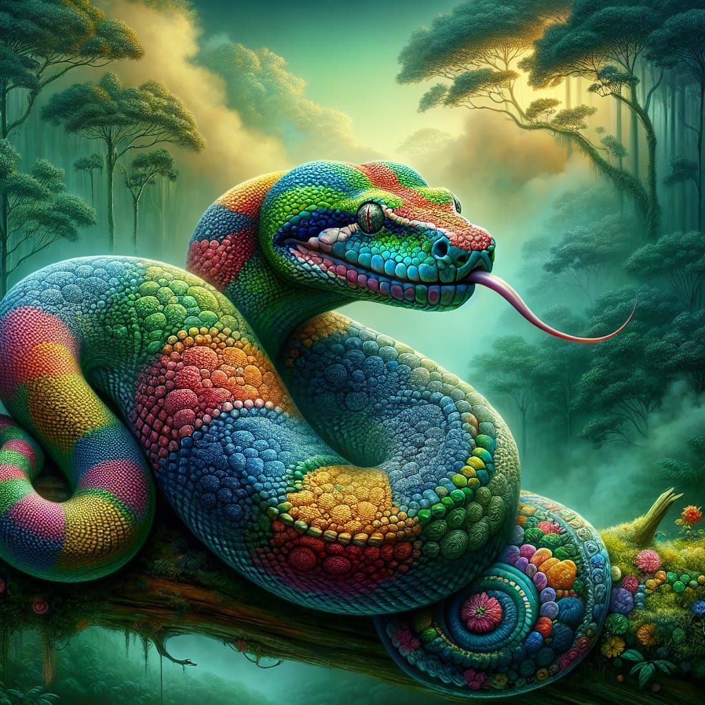 Magical Jungle Serpent in Vibrant Colors