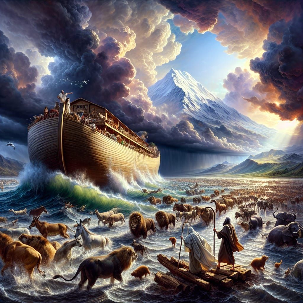 Noah's Ark in Hyperrealistic Style
