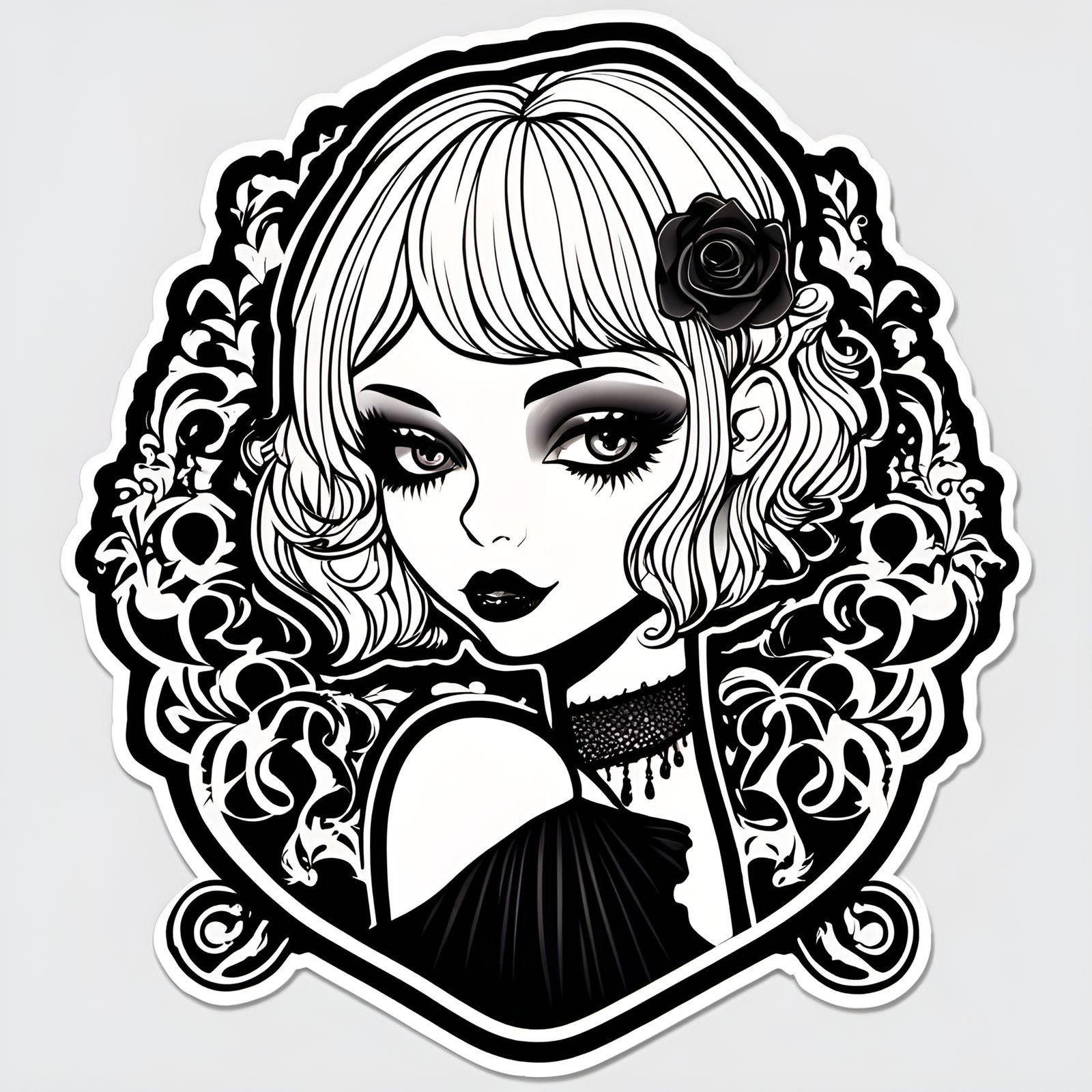 Goth Glamour Cartoon Girl Vector Art