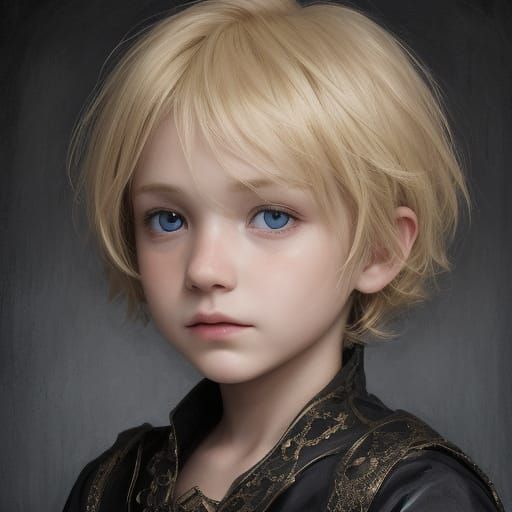 Sinister Horror: Happy Blond Boy in Abstract Darkness