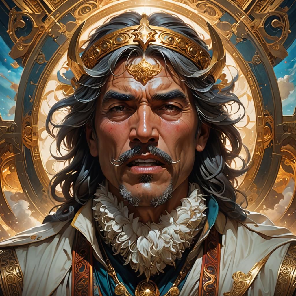 Enlightened Man with Sword: Hyperdetailed Concept Art