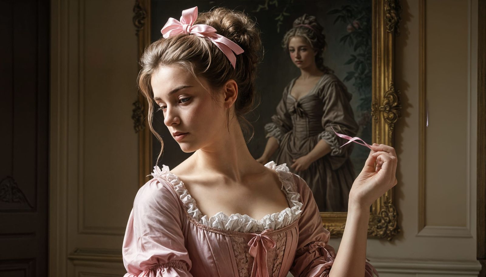 Elegant Belle Époque Woman in Soft Golden Light