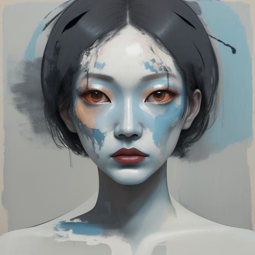 Abstract Figure Painting in Marlene Dumas Style