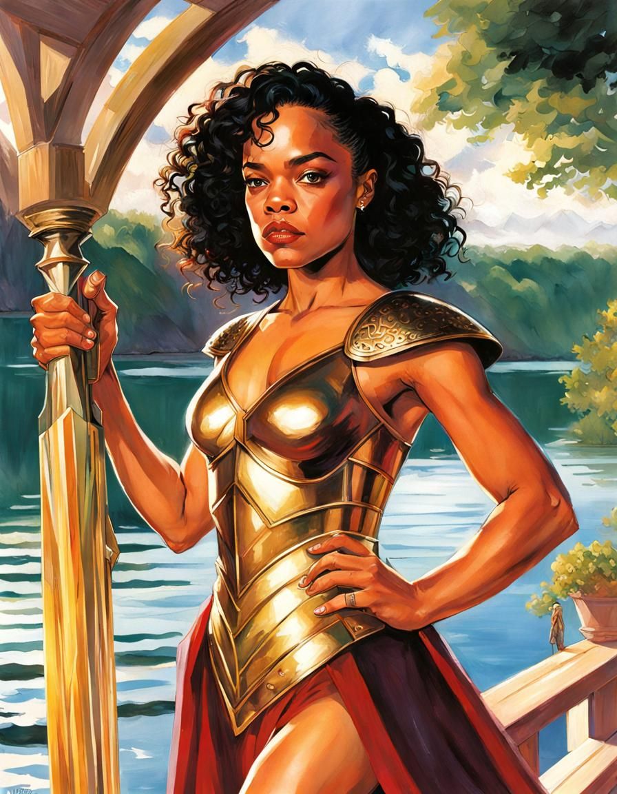 Viking Woman Portrait in Comic Book Style