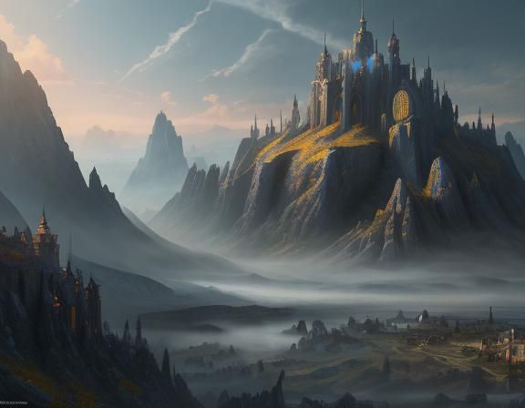 Ukrainian Flag Matte Painting in Fantasy Style
