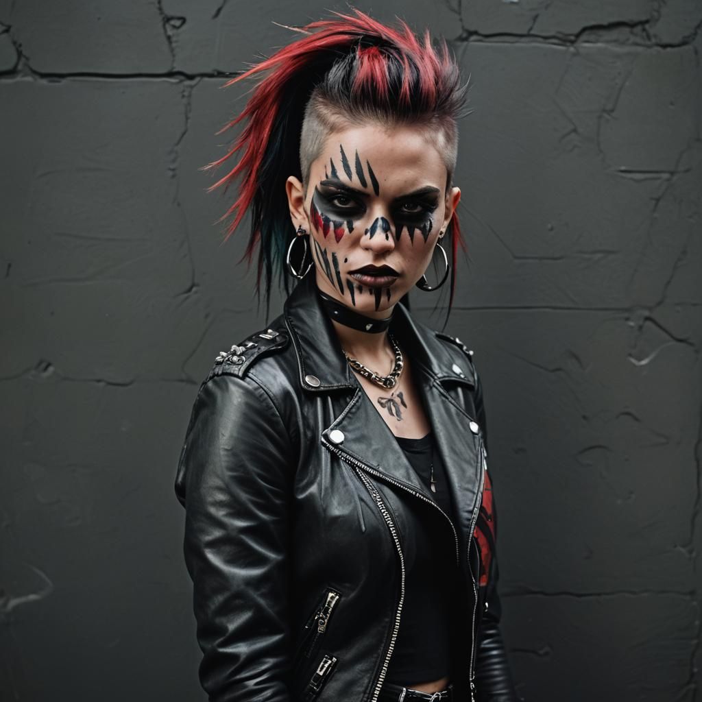 Punk Girl Portrait with Mask in Moody Lighting
