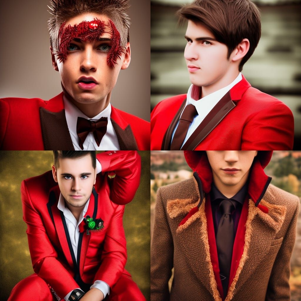 Hyperrealistic Portrait of Man in Red Suit