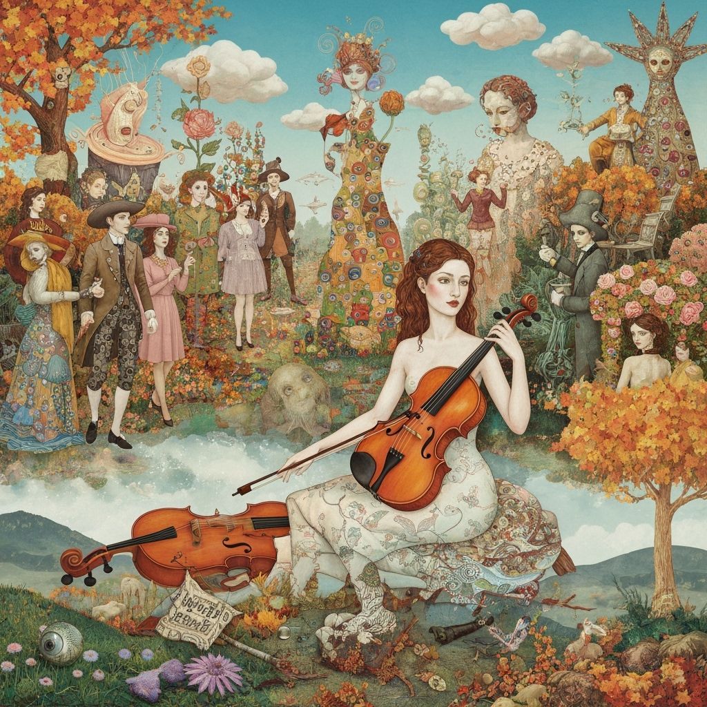 Bio Art Collage: Woman with Viola in Digital 8K