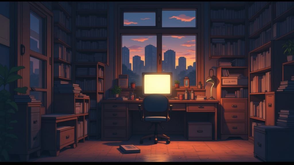 Cozy Bedroom Interior in Lo-fi Anime Style