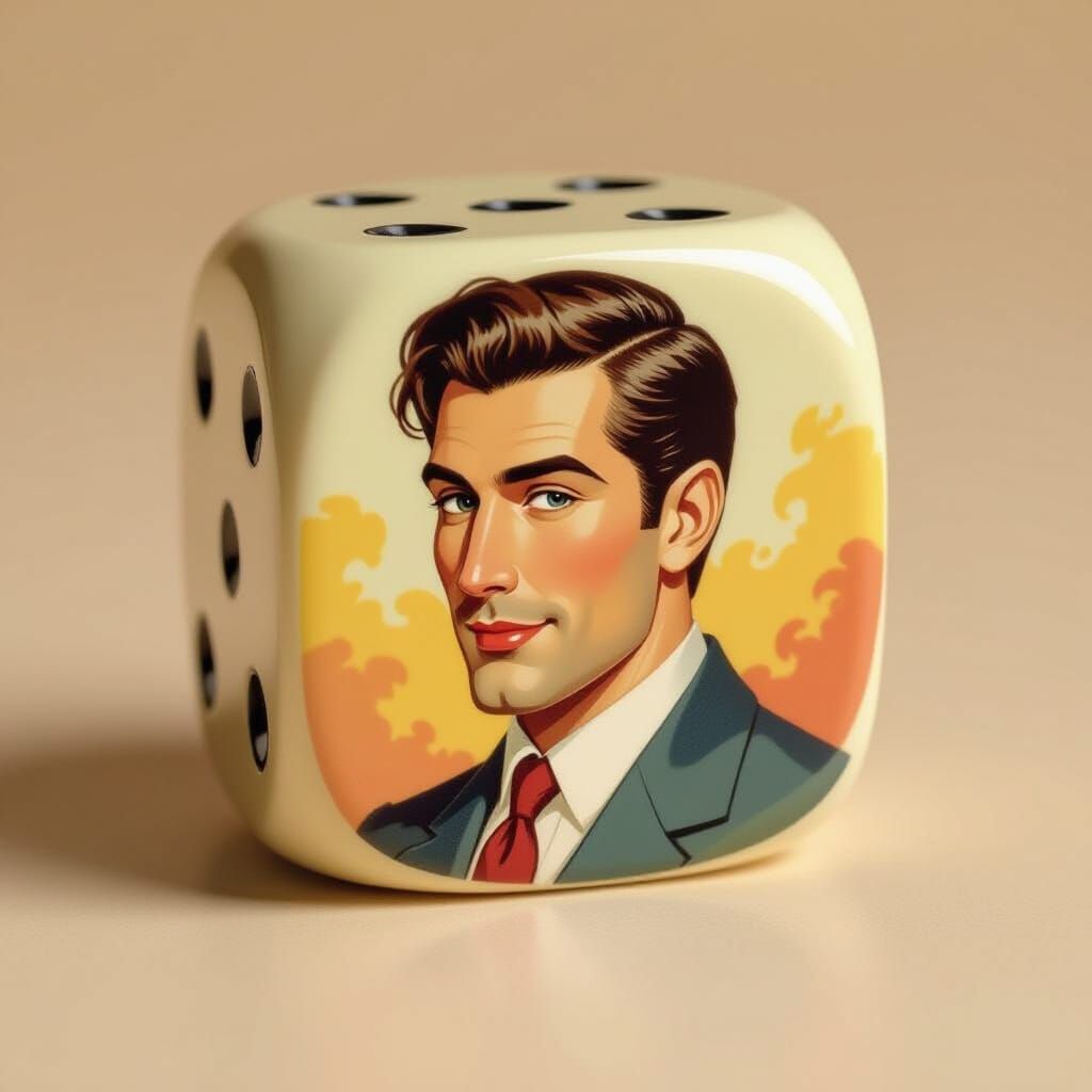 Whimsical Die with Handsome Face Portrait