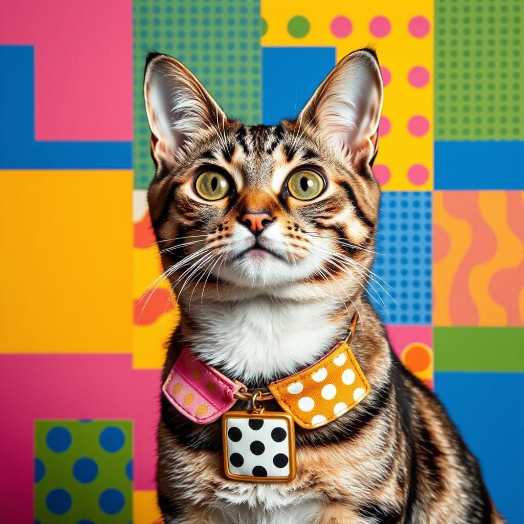 Pop Art Cat Portrait with Bold Colors