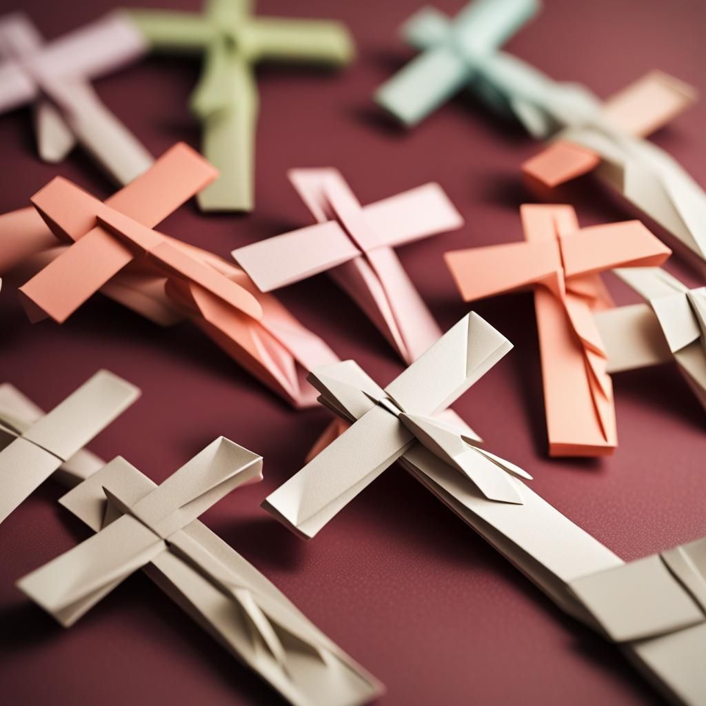 Origami Crosses Papercraft in Soft Focus