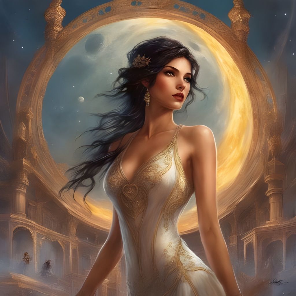 Dark-Haired Girl in Circus, Splash Art Style