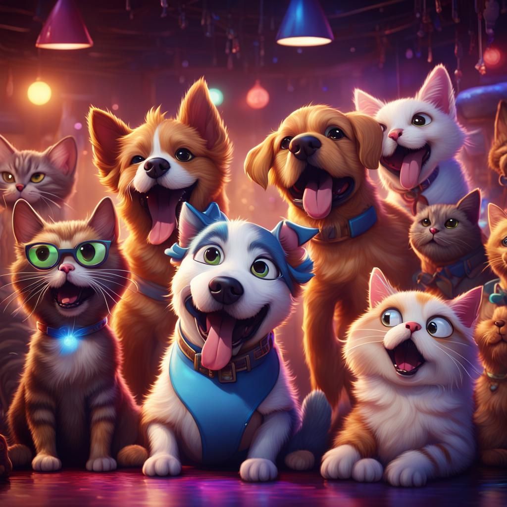 Cartoon Cats and Dogs Karaoke Night