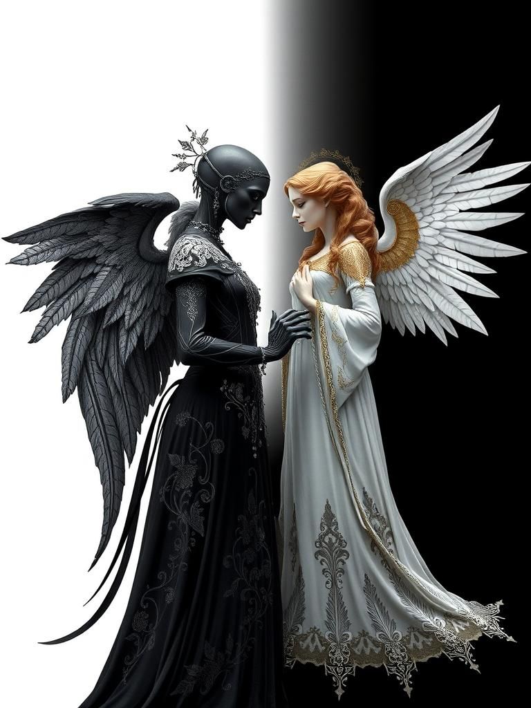 Angels of Light and Darkness in Gothic Style