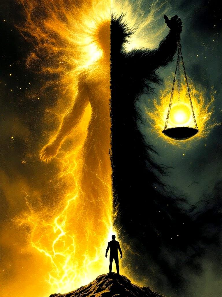 Cosmic Balance Guardian in Gritty Comic Book Style