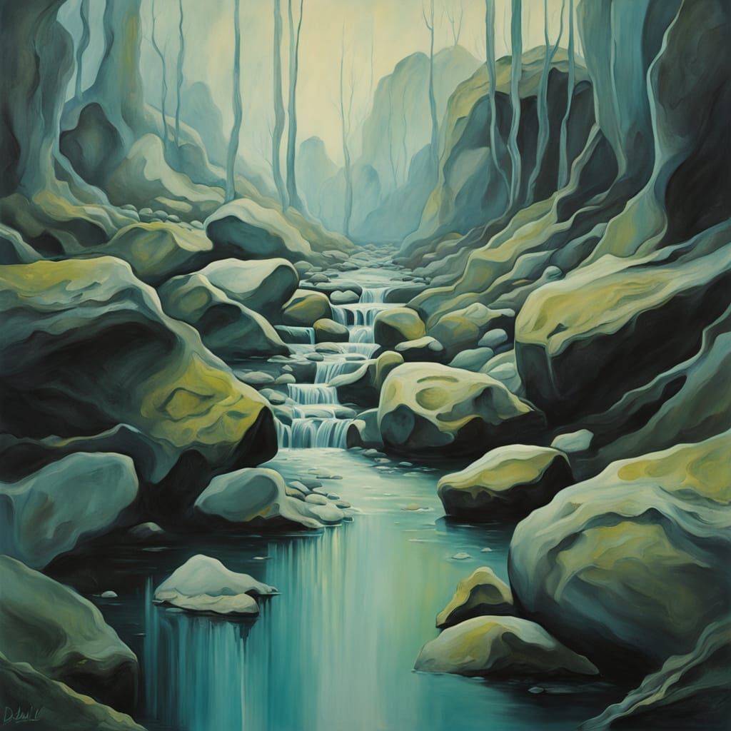 Surreal Spring Haze Drips From Mountain Rocks