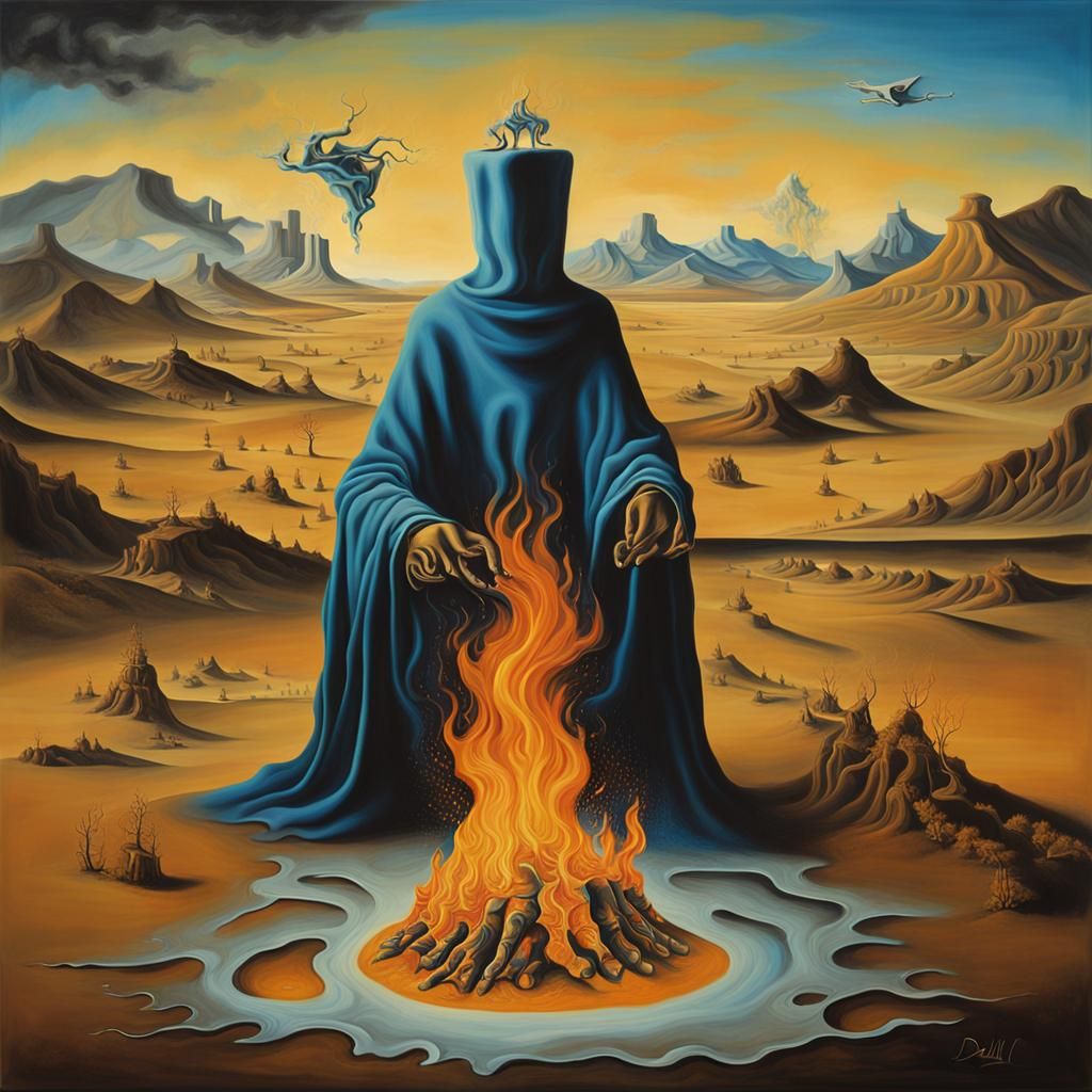Surreal Burning Roads: A Salvador Dali-esque Vision