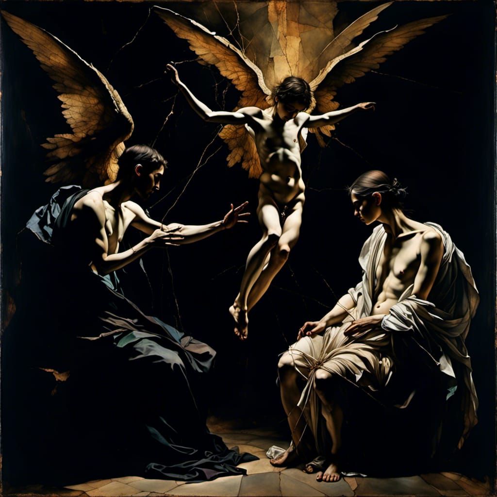 Ölgemälde im Caravaggio Stil:  Die Auferstehung Luzifers