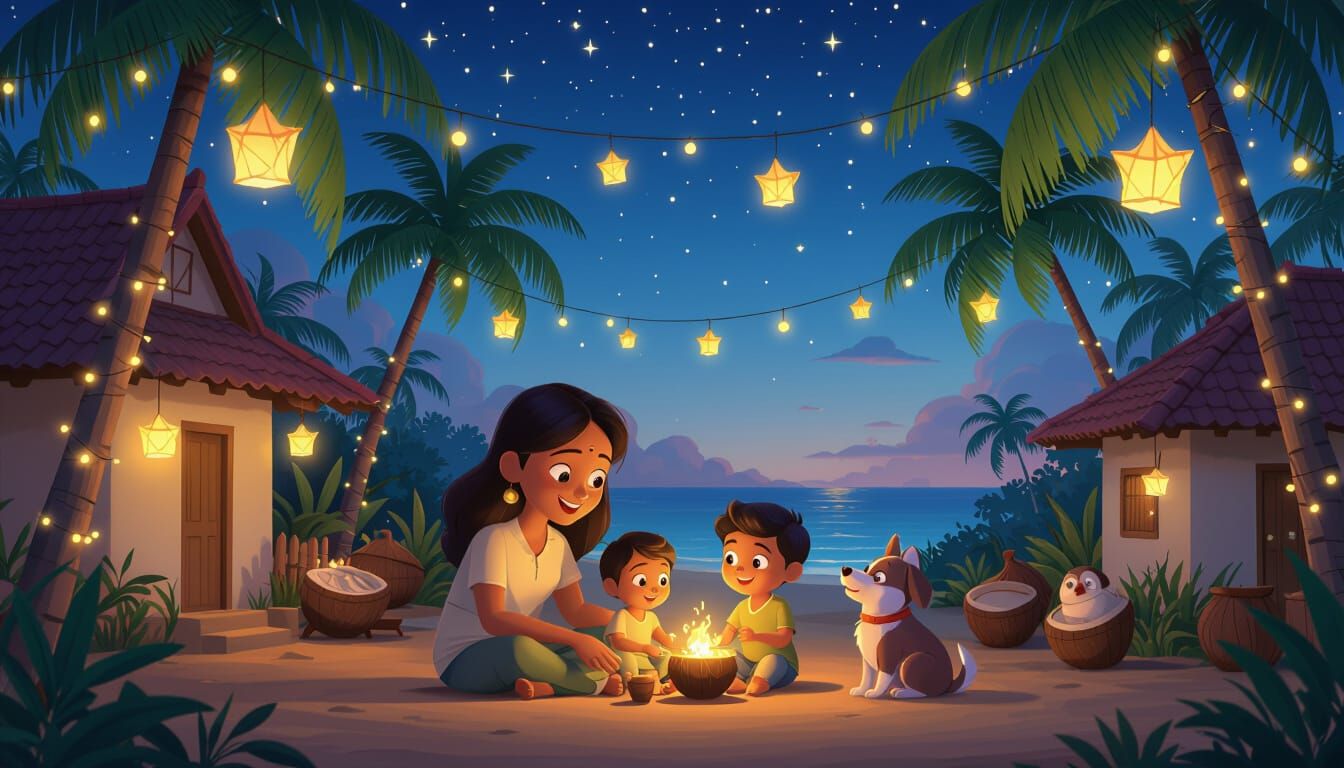 Sri Lankan Family Christmas in Storybook Style