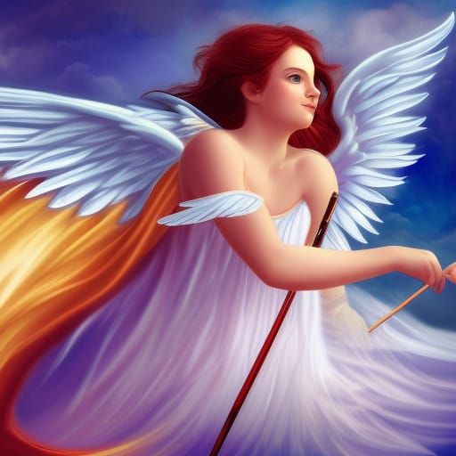 Romantic Cupid Portrait with Bow and Arrow