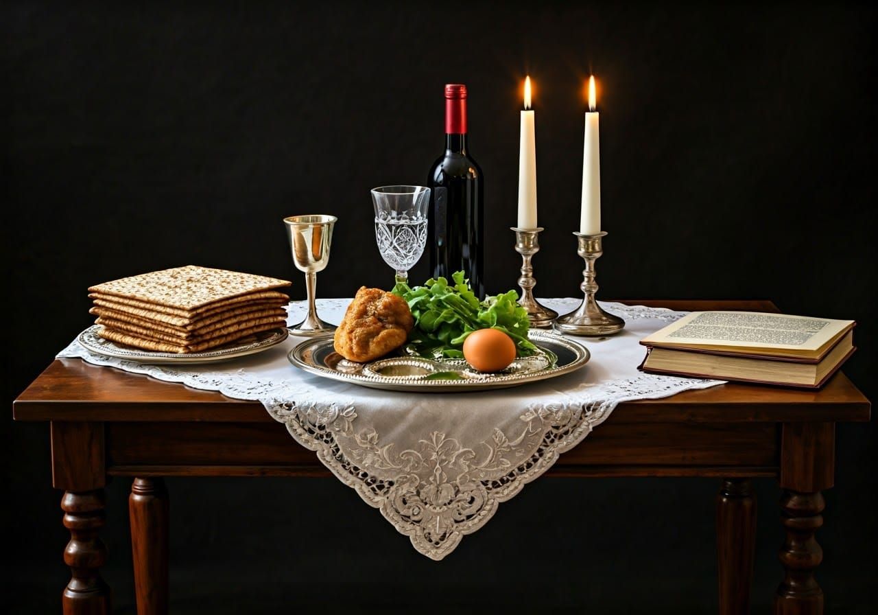 Passover Seder Table in Elegant White and Silver