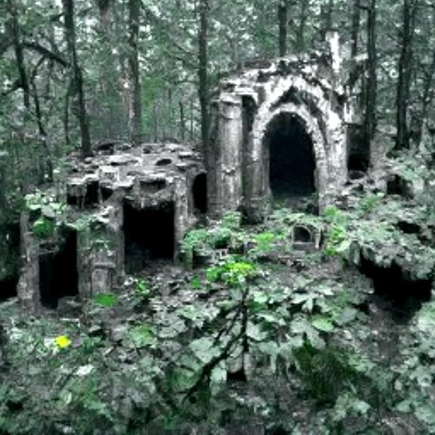 Ancient Ruins Hidden in Dark Forest