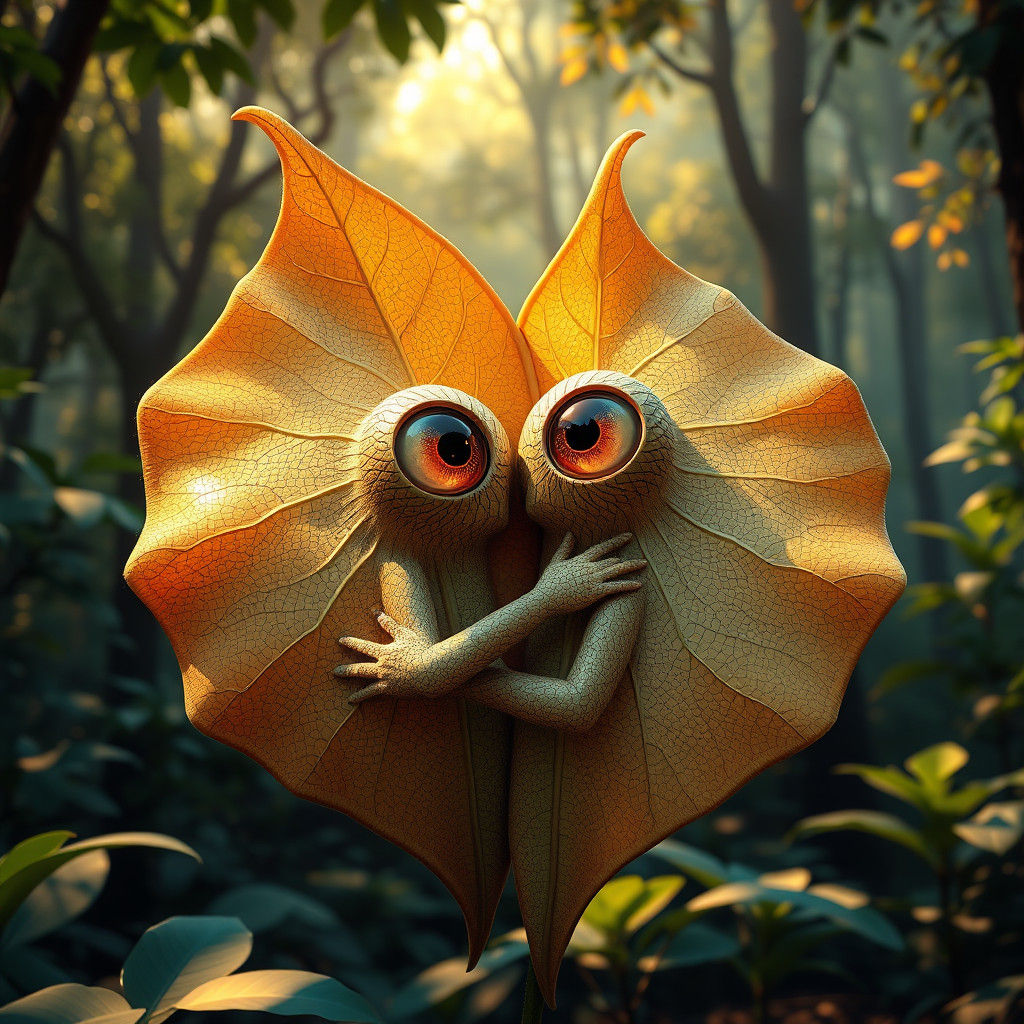 Enchanting Leaves Embrace in Forest, Photorealistic Renderin...