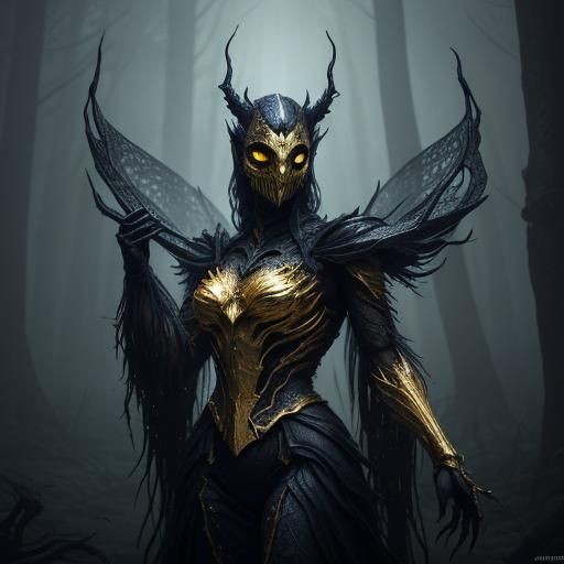 Bee-Humanoid Hybrid in Dark Fantasy Style
