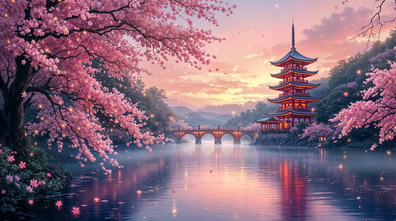 Impressionistic Pagoda Twilight