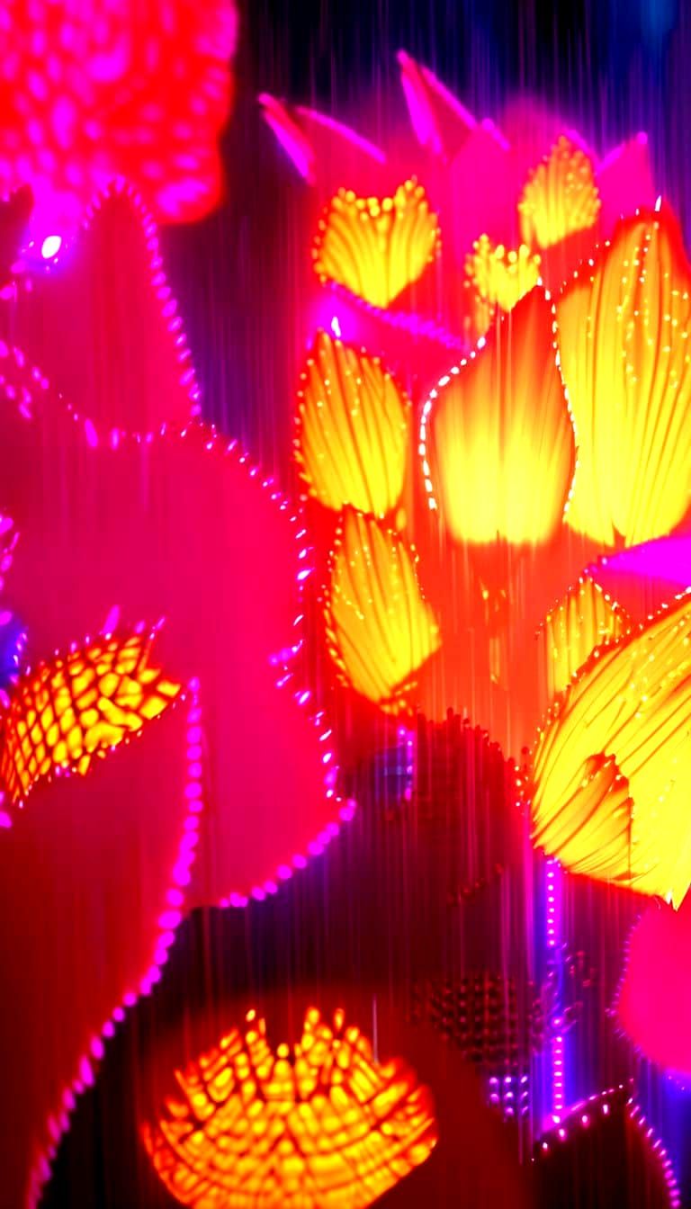 Neon Winter Bloom in a Futuristic Cityscape