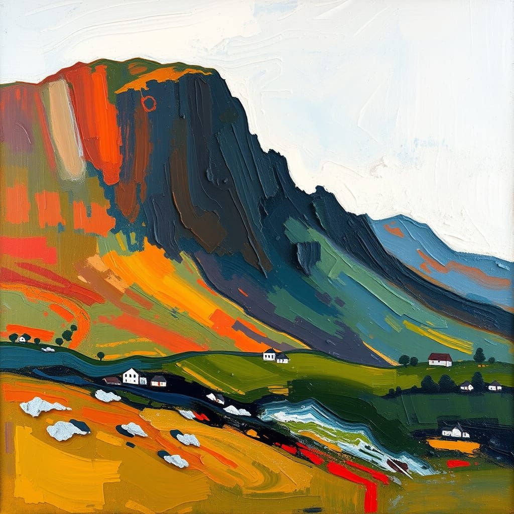 Vibrant Expressionist Oil Painting of a Mohawk Landscape